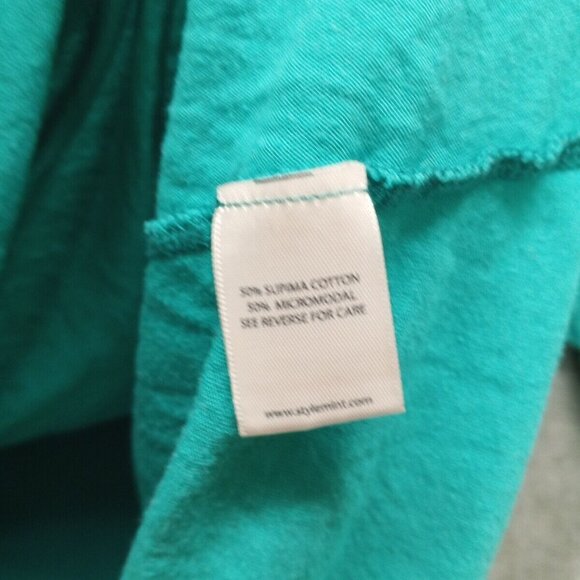 STYLEMINT Top  Size 2 Women Short Sleeve Casual Solid Turquoise Knit Sheer Back - Picture 9 of 13